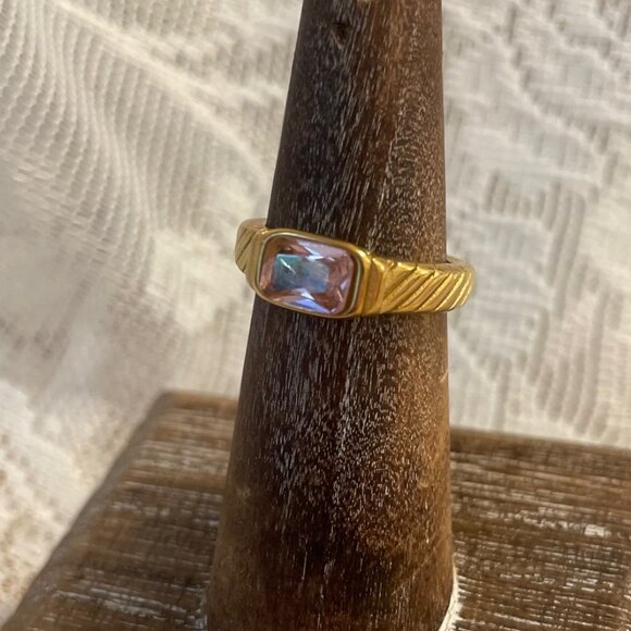 Dawn on the Horizon Gold Vermeil Gemstone Ring Size 6 - Picture 1 of 3